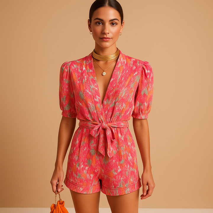 Women’s Short Belted Jumpsuit with Flattering Fit