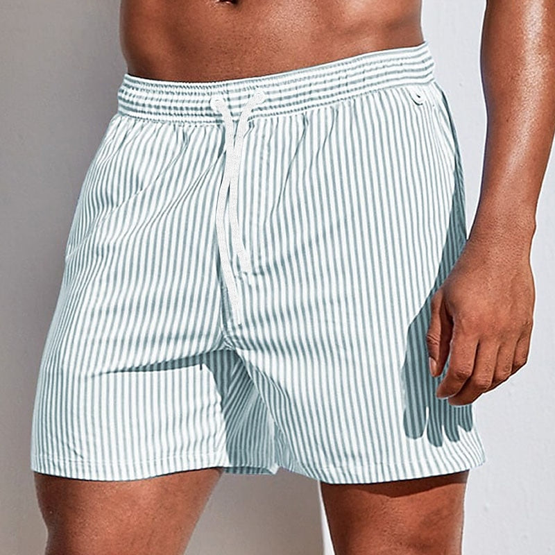 Men’s striped swim shorts with drawstring – Clean and easy to wear