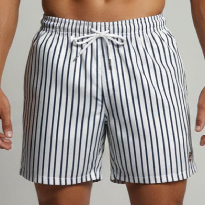 Men’s striped swim shorts with drawstring – Clean and easy to wear