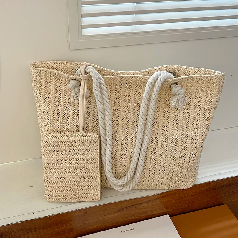 Women’s rope handle tote bag set – Relaxed and practical