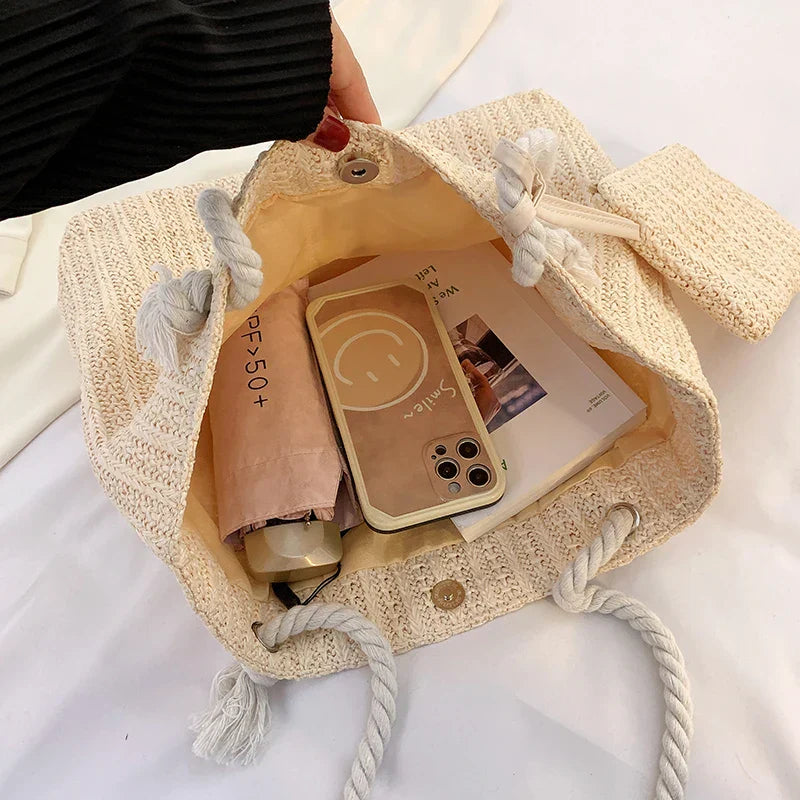 Women’s rope handle tote bag set – Relaxed and practical