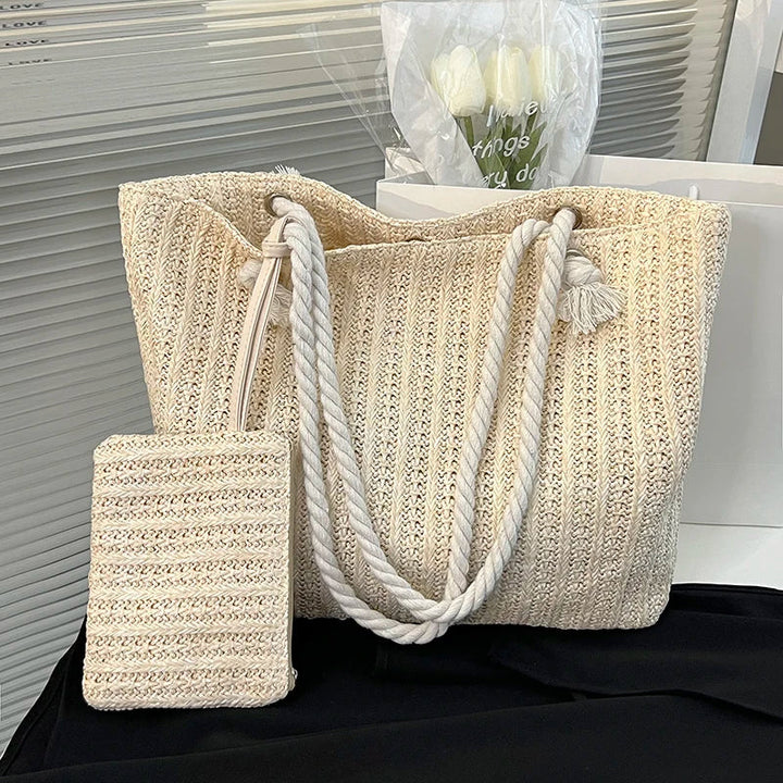 Women’s rope handle tote bag set – Relaxed and practical