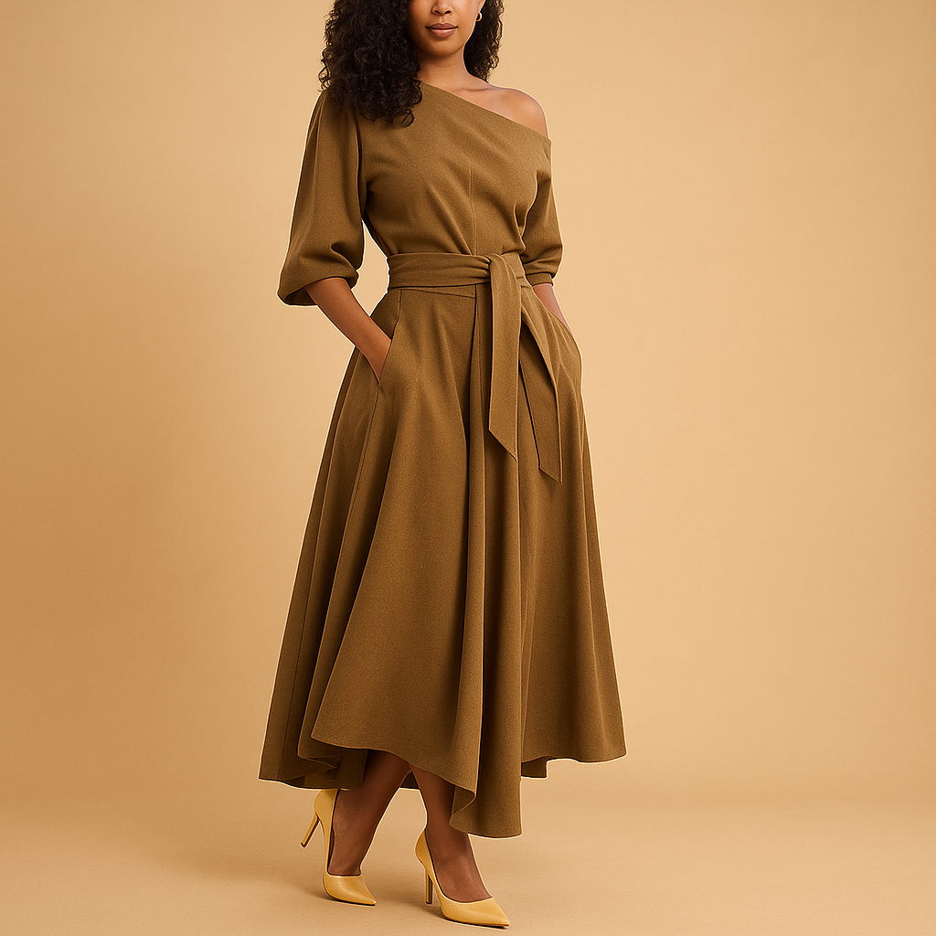 Belted midi dress for women – Refined and versatile