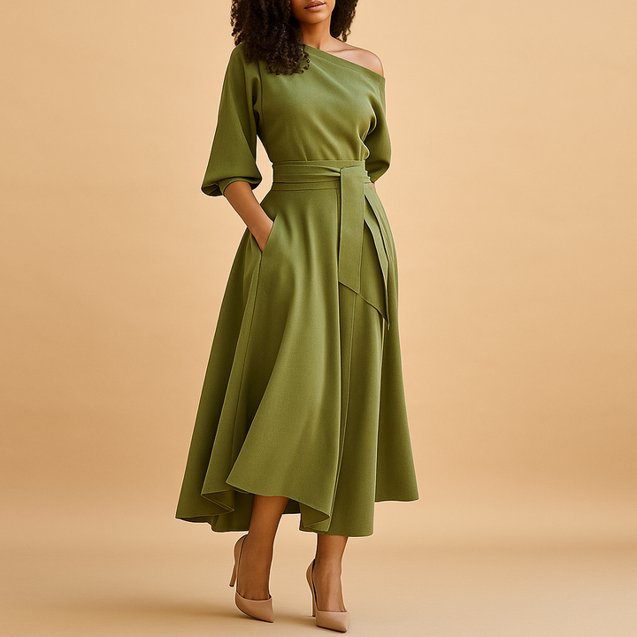 Belted midi dress for women – Refined and versatile