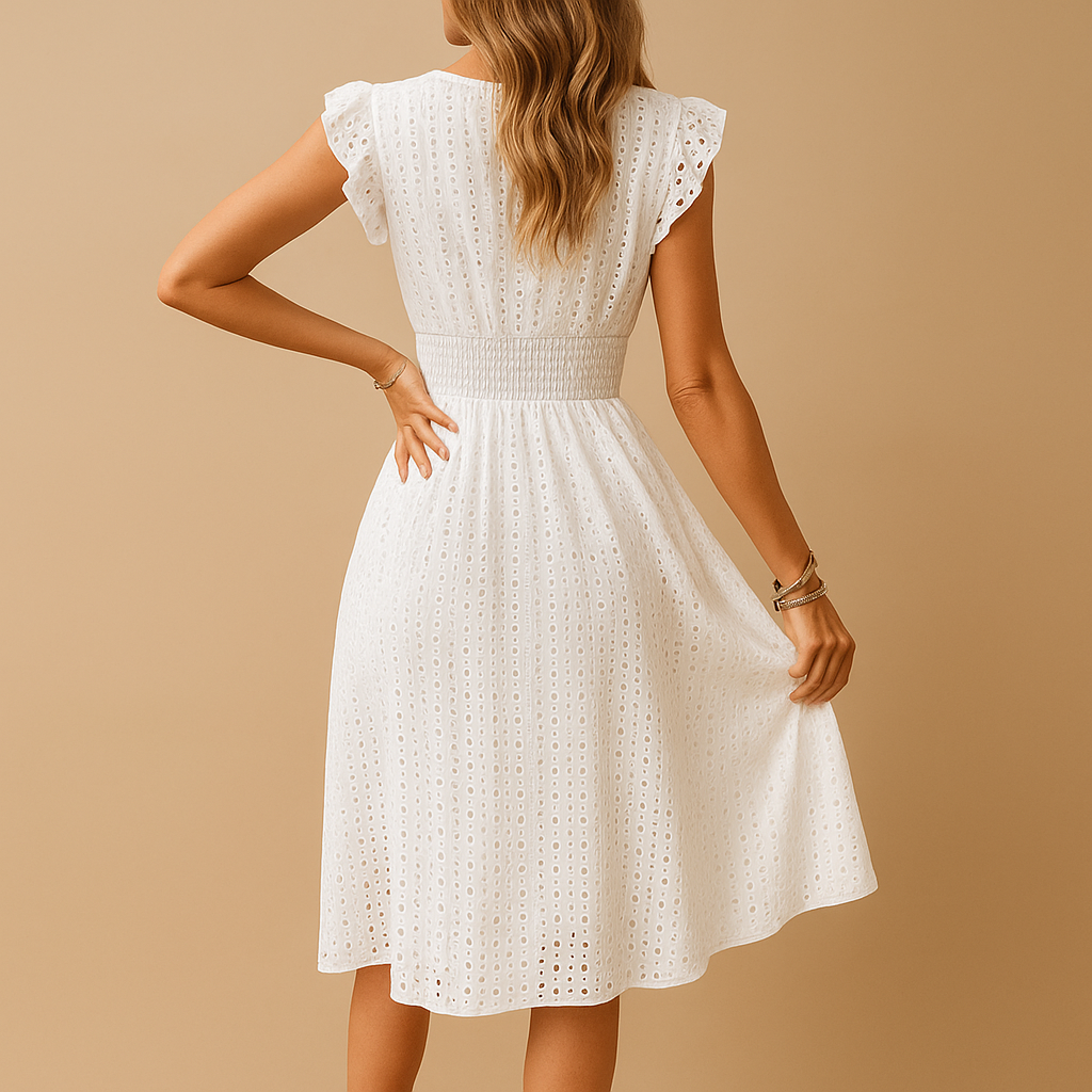 Midi dress with ruffle detail for women – Light and easy to wear